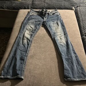 Miss Me Flare Jeans in Distressed Blue